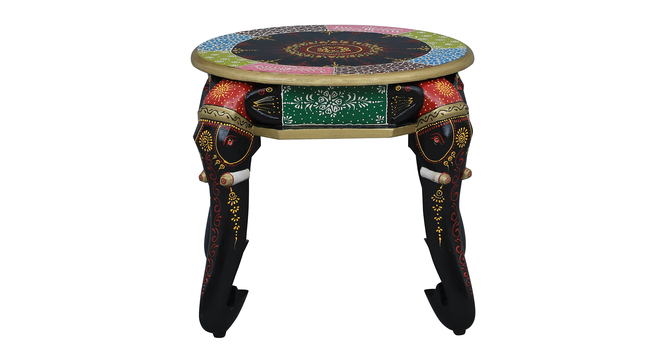 Finnian Solid Wood Hand painted End Table In Multicolour (Painted Finish) by Urban Ladder - Design 1 Side View - 889799