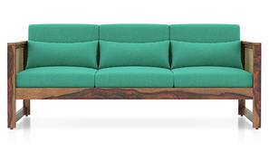 Korai Wooden Sofa (Teak Finish, Lagoon Green)