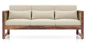 Korai Wooden Sofa (Teak Finish, Macadamia Brown Hopsack Weave)