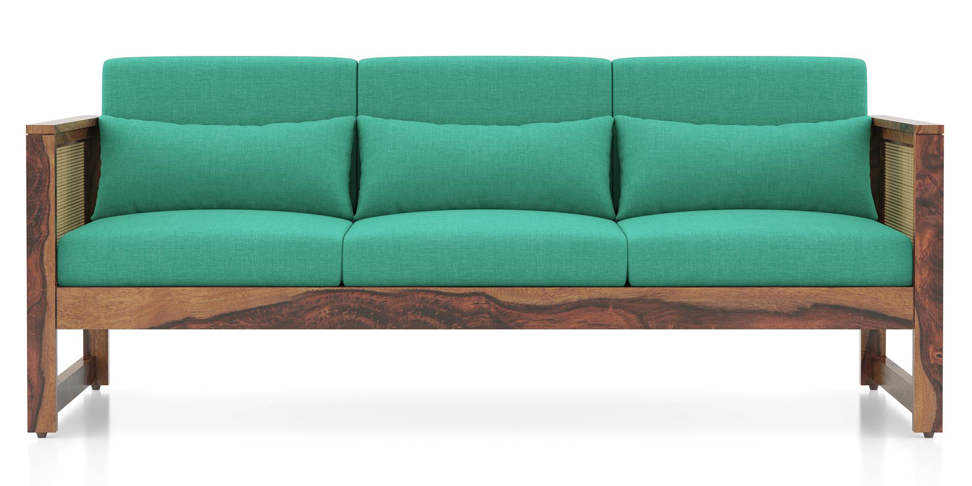 Korai Wooden Sofa (Teak Finish, Lagoon Green) by Urban Ladder - - 