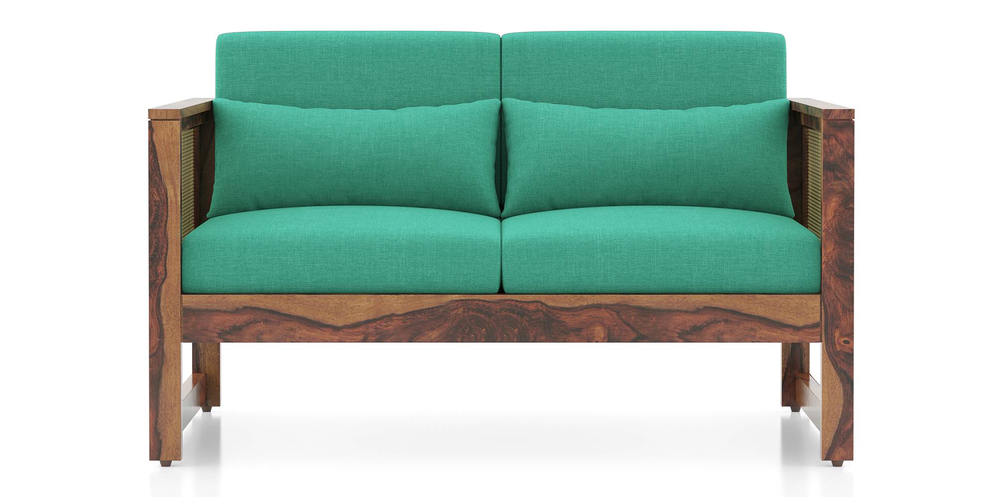 Korai Wooden Sofa (Teak Finish, Lagoon Green) Urban Ladder