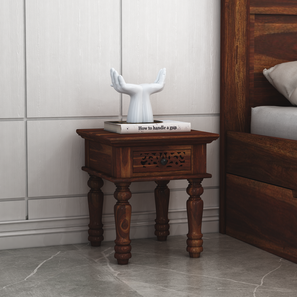 Night Stand Design Anahita Solid Wood Bedside Table in Teak Finish