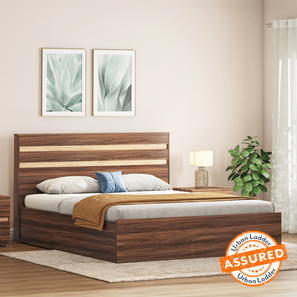 Srs New Arrivals Design Rodrigues Engineered Wood Queen Size Box Storage Bed in Rolex Brown Finish
