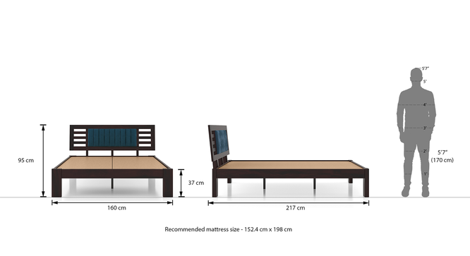 Avery Solid Wood Non Storage Bed (Mahogany Finish, Queen Bed Size) by Urban Ladder - - 