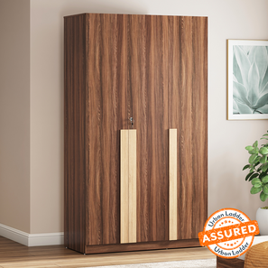Srs New Arrivals Design Rodrigues Engineered Wood 3 Door Wardrobe Without Mirror in Rolex Brown Finish