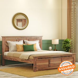Kings Beds Without Storage Design Fidora Solid Wood King Size Non Storage Bed in Teak Finish