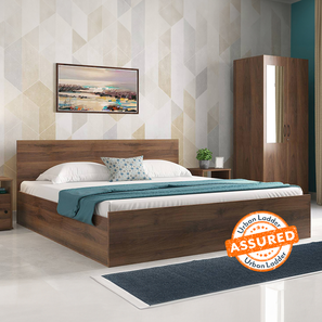 King Size Bed Design Zoey Engineered Wood King Size Box Storage Bed in Classic Walnut Finish