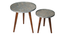 Teal Rain Round Nesting Tables with Wooden Legs (Matte Finish) by Urban Ladder - Design 1 Close View - 891198