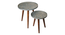 Teal Rain Round Nesting Tables with Wooden Legs (Matte Finish) by Urban Ladder - Design 1 Half View - 891200