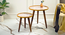Pink and Yellow Floral Round Nesting Tables with Wooden Legs (Matte Finish) by Urban Ladder - Front View Design 1 - 891211