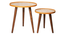 Pink and Yellow Floral Round Nesting Tables with Wooden Legs (Matte Finish) by Urban Ladder - Design 1 Zoomed Image - 891221