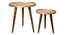 Peach and Gold Floral Round Nesting Tables with Wooden Legs (Matte Finish) by Urban Ladder - Design 1 Close View - 891235