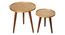 Peach and Gold Floral Round Nesting Tables with Wooden Legs (Matte Finish) by Urban Ladder - Design 1 Half View - 891238