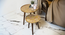 Peach and Gold Floral Round Nesting Tables with Wooden Legs (Matte Finish) by Urban Ladder - Design 1 Side View - 891260