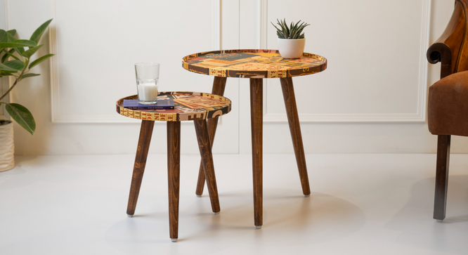 Crushing on Coffee Round Nesting Tables with Wooden Legs (Matte Finish) by Urban Ladder - Cross View Design 1 - 891270