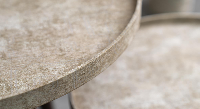 Ethereal Gold Round Nesting Tables with Wooden Legs (Matte Finish) by Urban Ladder - Cross View Design 1 - 891271