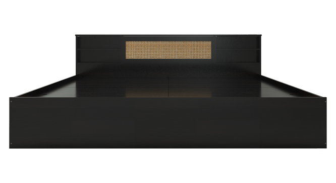 Kaito King Bed with Rattan Center Door with Non-Woven Fabric Base (Wenge Finish, Black, King Bed Size) by Urban Ladder - Cross View Design 1 - 891508