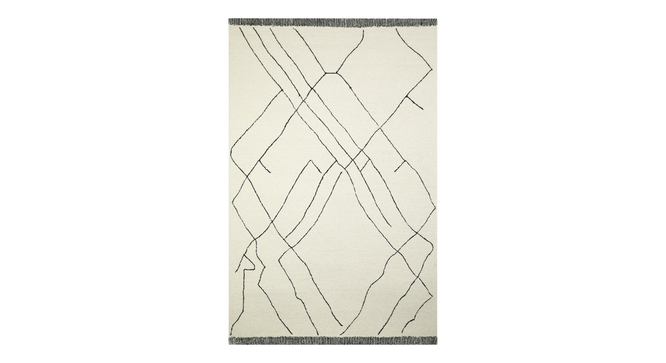 Ivory Black Geometric Hand Tufted Carpet 5X8 Feet (Beige, 152 x 244 cm  (60" x 96") Carpet Size) by Urban Ladder - Design 1 Side View - 892772