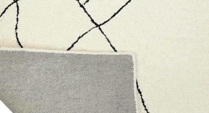 Ivory Black Geometric Hand Tufted Carpet 5X8 Feet (Beige, 152 x 244 cm  (60" x 96") Carpet Size) by Urban Ladder - Rear View Design 1 - 892789