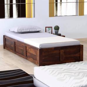Single Beds With Storage Design Zeevo Solid Wood Single Size Bed with Box Storage Bed in Teak Finish