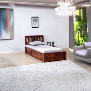 Single Beds With Storage Design Zeevo Solid Wood Single Size Bed with Box Storage Bed in Honey Finish