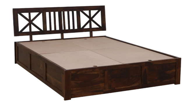 Zeevo Solid Wood Queen bed with storage (Teak Finish, Brown, Queen Bed Size) by Urban Ladder - Design 1 Side View - 892992