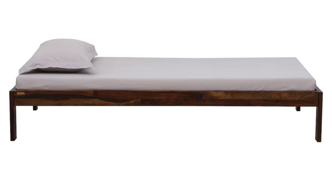 Zeevo Solid Wood Single platform bed without storage (Teak Finish, Single Bed Size) by Urban Ladder - Ground View Design 1 - 892996