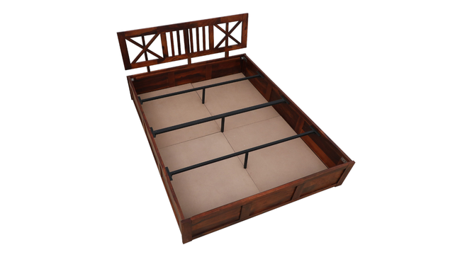 Zeevo Solid Wood Queen bed with storage (Brown, Queen Bed Size, HONEY Finish) by Urban Ladder - Design 1 Side View - 893084