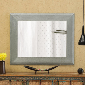 Grey Engineered Wood Square Wall Mirror-image-10