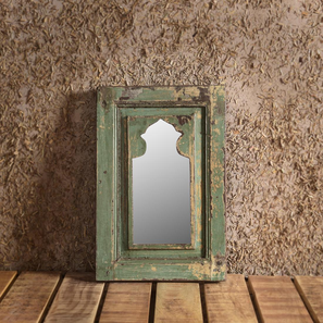 artisans rose Green Engineered Wood Rectangular Wall Mirror-picture-12