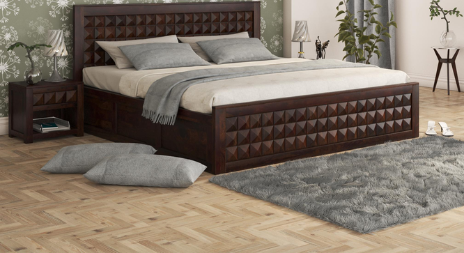 Diamond  Storage Bed (Brown, Queen Bed Size, Dark Walnut Finish) by Urban Ladder - Design 1 Side View - 893275