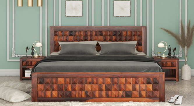 Diamond  Storage Bed (Brown, King Bed Size, Honey Oak Finish) by Urban Ladder - Design 1 Side View - 893276