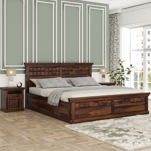 woodenmood Prashiv Solid Wood Queen Size Box Storage Bed in Provincial Teak Finish-picture-19