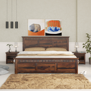 woodenmood Madhvi Solid Wood Queen Size Drawer Storage Bed in Provincial Teak Finish-picture-39