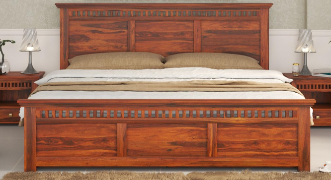 Madhvi Storage Bed (Brown, Queen Bed Size, Honey Oak Finish) by Urban Ladder - Design 1 Side View - 893328