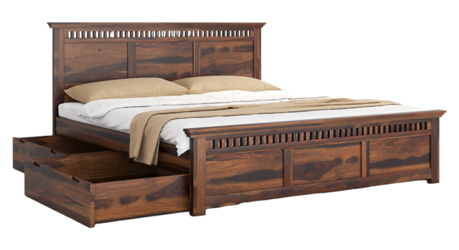 Madhvi Storage Bed (Brown, King Bed Size, PROVINCIAL TEAK Finish) by Urban Ladder - Design 1 Side View - 893329