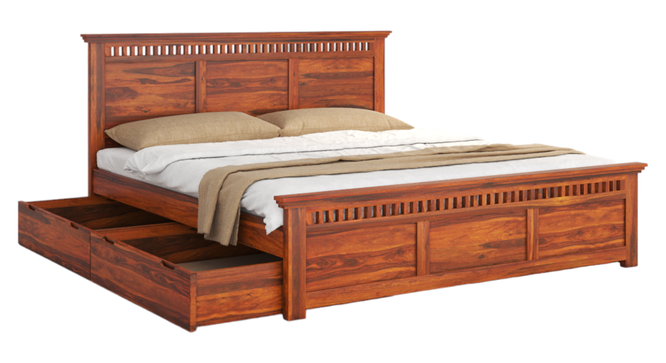 Madhvi Storage Bed (Brown, Queen Bed Size, Honey Oak Finish) by Urban Ladder - Ground View Design 1 - 893331