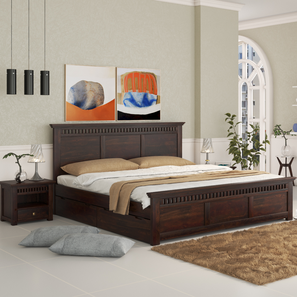 woodenmood Madhvi Solid Wood Queen Size Drawer Storage Bed in Dark Walnut Finish-picture-9