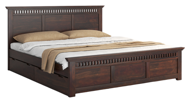 Madhvi Storage Bed (Brown, King Bed Size, Dark Walnut Finish) by Urban Ladder - Ground View Design 1 - 893348