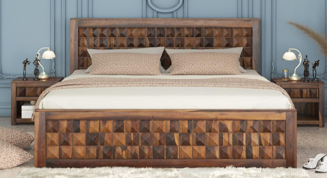 Diamond  Storage Bed (Brown, Queen Bed Size, PROVINCIAL TEAK Finish) by Urban Ladder - Design 1 Side View - 893358