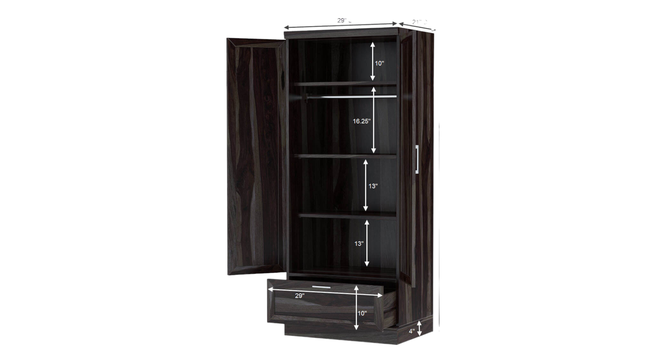 Dyson 2 Door 1 Drawer Warddrobe (Light Walnut Finish, 2 Door Configuration) by Urban Ladder - Design 1 Side View - 893382