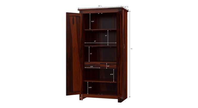 Asher 2 Door Diamond Warddrobe (2 Door Configuration, PROVINCIAL TEAK Finish) by Urban Ladder - Design 1 Side View - 893420