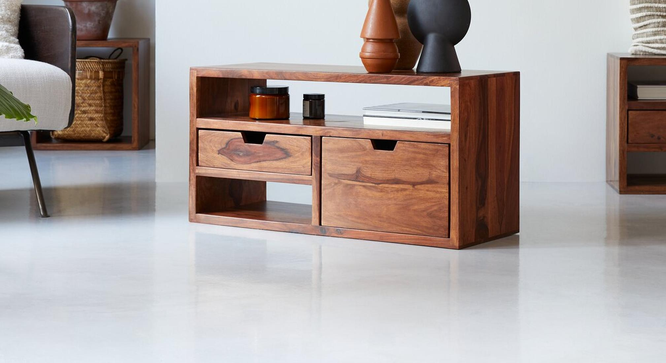 trio Tv Unit (Honey Oak Finish) by Urban Ladder - Design 1 Side View - 893421