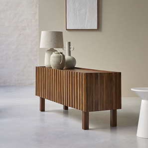 Closed Tv Units Design Elberta Solid Wood TV Unit in Provincial Teak Finish