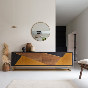 Crockery Unit Design Castles Solid Wood Sideboard in Walnut Finish