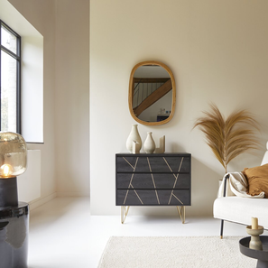 Crockery Unit Design Toriri Solid Wood Sideboard in Rustc Black Finish