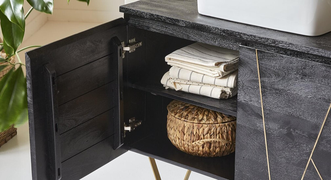Sine 2 Door Sideboard (Rustc Black Finish) by Urban Ladder - Design 1 Side View - 893502
