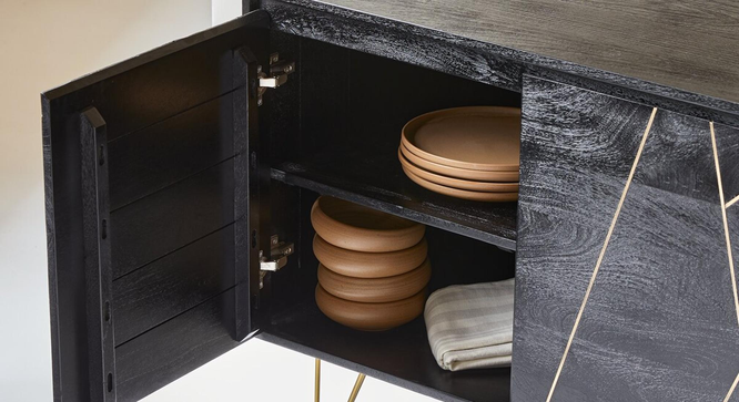 Calico 3 Door Sideboard (Rustc Black Finish) by Urban Ladder - Design 1 Side View - 893523