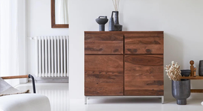 Crockery Unit Design Ferriss Solid Wood Sideboard in Provincial Teak Finish