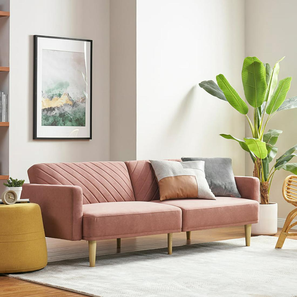 Folding Mattress Sofa Design Versatile 3 Seater Fold Out Sofa cum Bed In Pink Colour